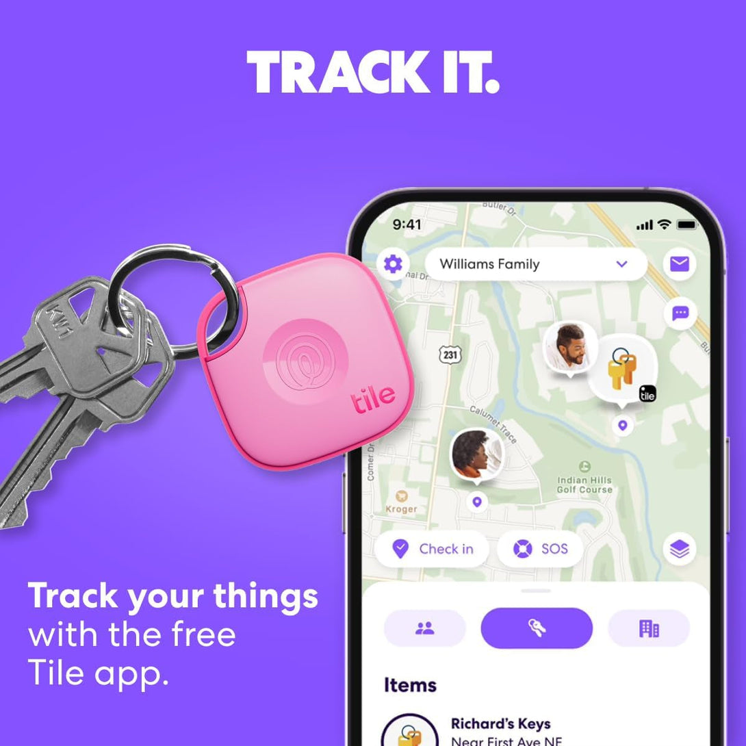 Tile by Life360 Mate (2024) Bluetooth Tracker, Keys Finder and Item Locator for Keys, Bags and More. Phone Finder. Both Ios and Android Compatible. 1-Pack (Black)