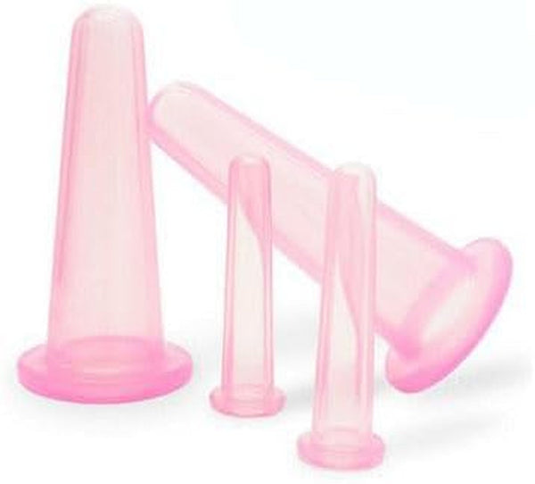 4Pcs Massage Cupping Set Silicone Mini Facial Cups Face Massager Helper Skin Care Neck Back Eyes Massaging Cup Safe to Use, Don'T Worry about Burns Health Care Products (Pink)