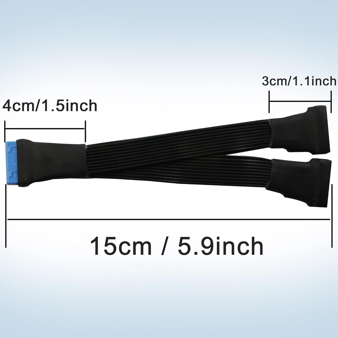 GINTOOYUN USB 3.0 Header Extension Cable, 19/20 Pin 1 to 2 Y Splitter Internal Extension Adapter DIY(5.9 Inch)