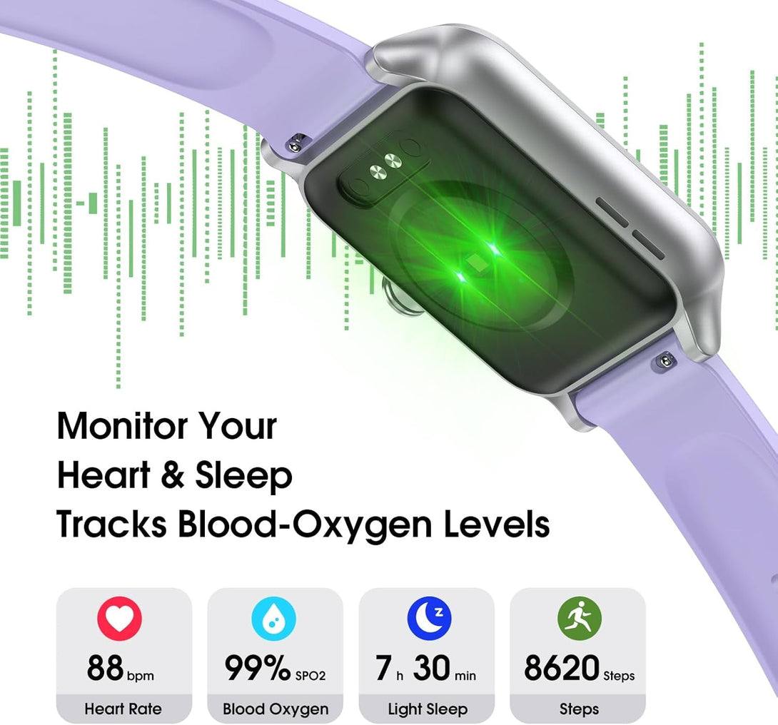 Smart Watch (Answer/Make Call) for Women Men, Fitness Tracker with Heart Rate, Blood Oxygen, Sleep Tracker, IP68 Waterproof Fitness Watch Step Calorie Counter Pedometer Compatible Iphone & Android