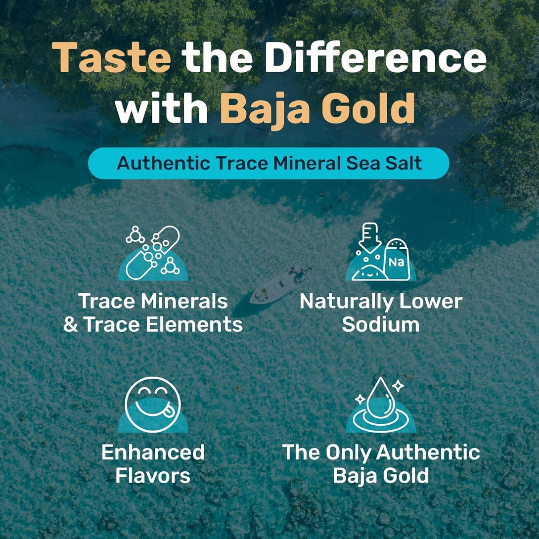 Baja Gold Mineral Sea Salt - Organic Natural Grain Salt for Cooking & Baking | Authentic Baja Salt | Ideal for All Culinary Creations | 1 Lb. Resealable Bag, 300+ Servings