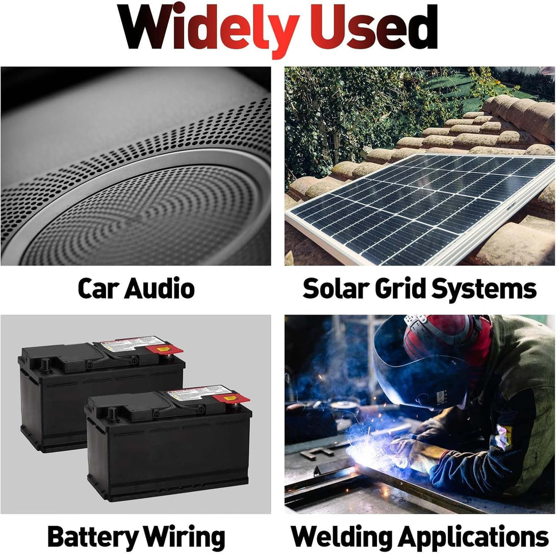 8 Gauge Wire (50FT Black) SGANGCAR True Spec Power Ground Wire Cable with 10 Lugs, 10 Heat Shrink Wrap,Copper Clad Aluminum Cca,For Power/Auto,Amplifier,Car Audio Speaker,Ground Cable