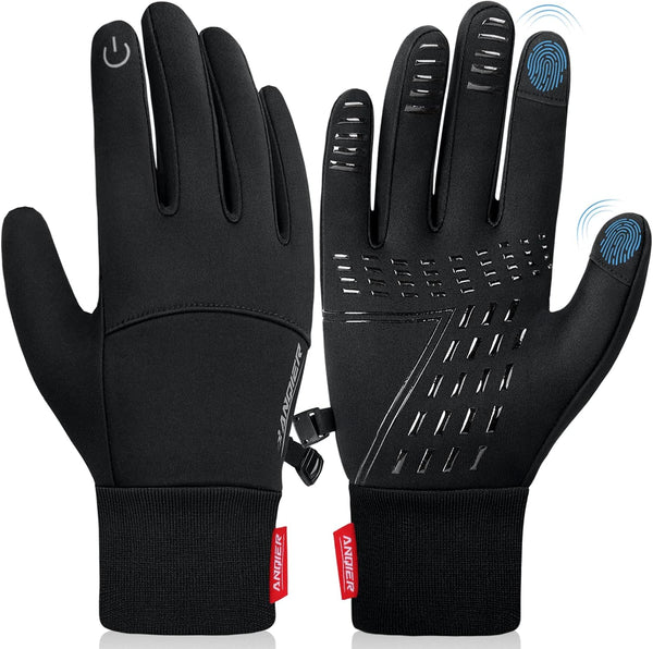Anqier Winter Gloves, Windproof Warm Touchscreen Gloves Men Women for Cycling Running Outdoor Activities