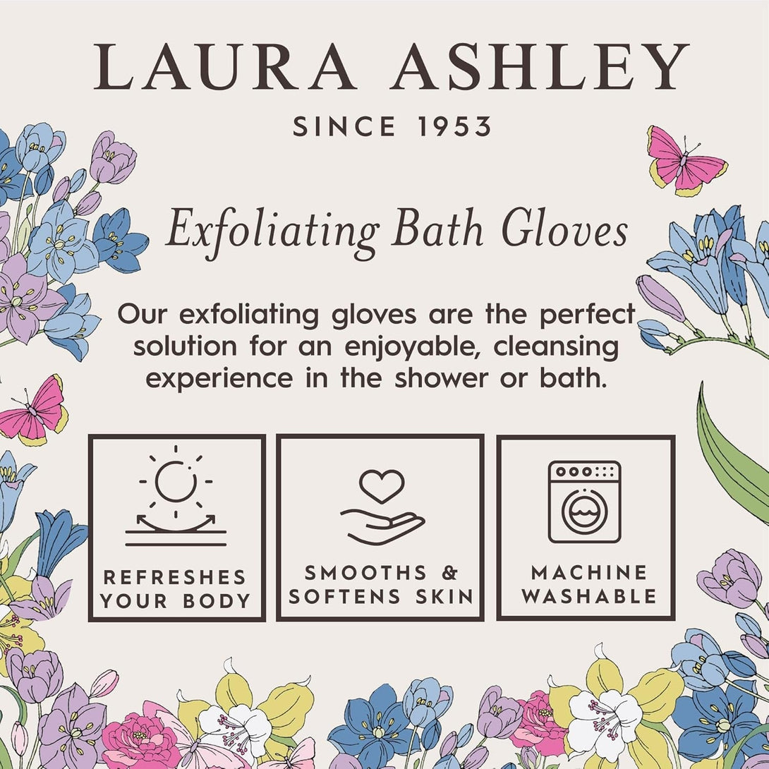 Laura Ashley Exfoliating Gloves Body Scrubber 8Pcs, 4 Pairs Women'S Exfoliating Body Scrubber for Bath and Shower