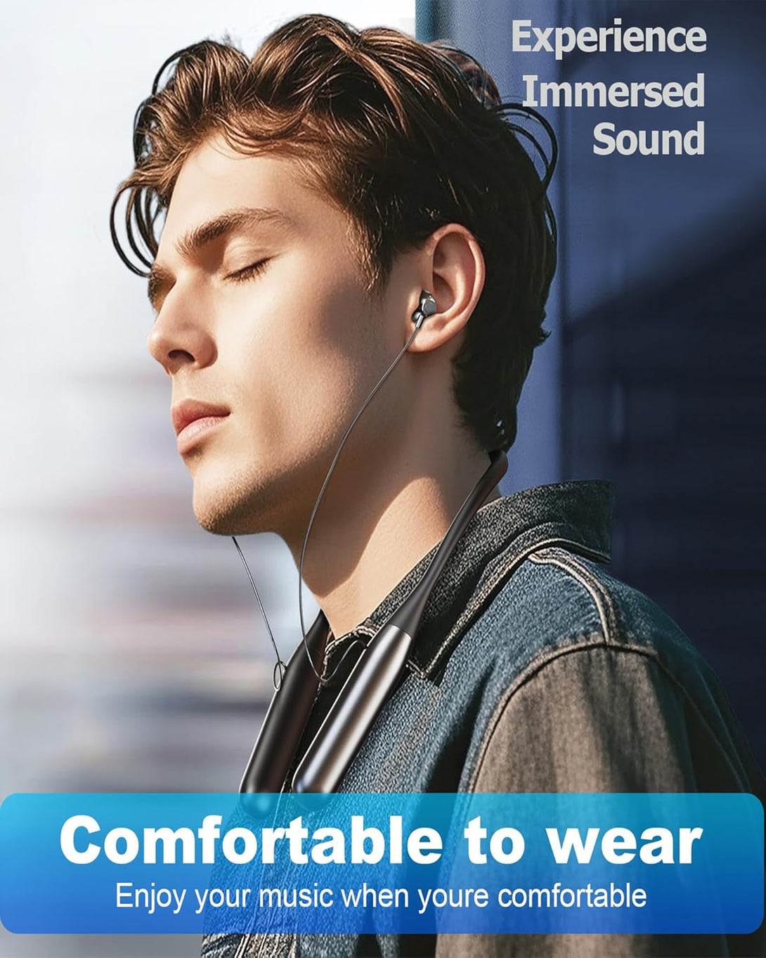 ZXQ Wireless Bluetooth Neckband Headphones 100 Hours Long Playtime,Around the Neck Bluetooth Earbuds with Microphone,Waterproof Sport Earphone,Over the Neck Headset with Storage Case
