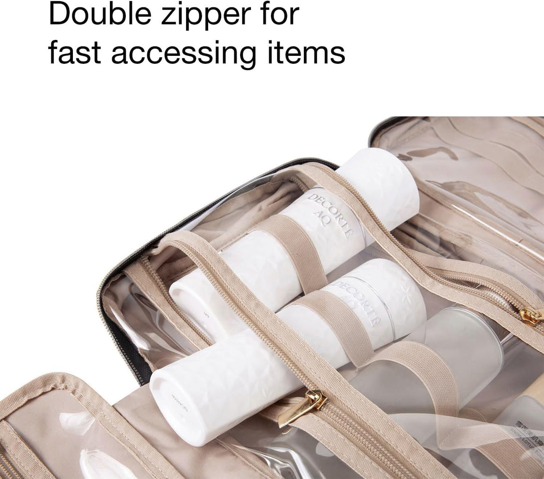 BAGSMART Large Toiletry Bag Travel Bag with Hanging Hook, Water-Resistant Makeup Cosmetic Bag Travel Organizer for Accessories, Shampoo, Full Sized Container, Toiletries