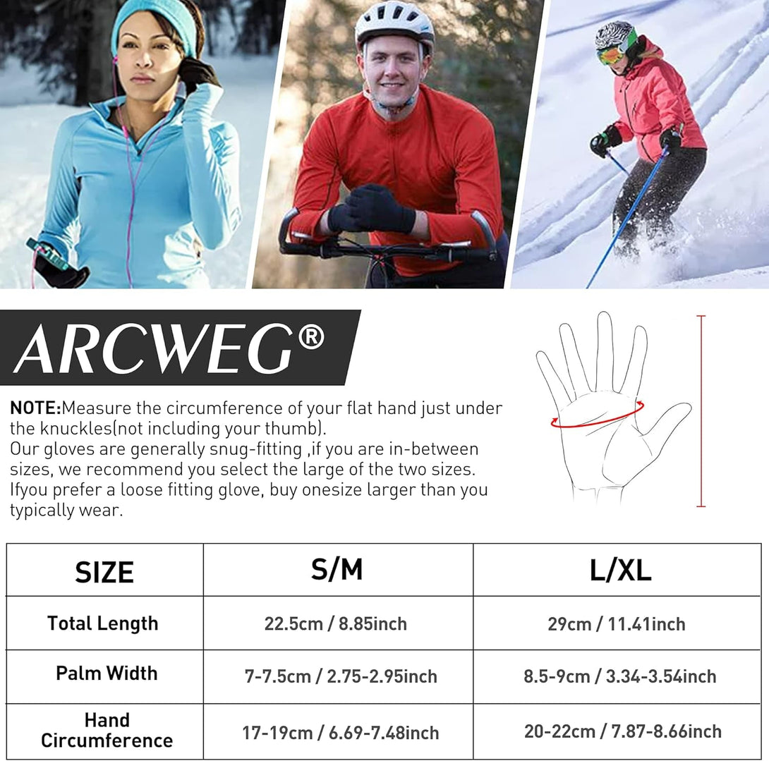 Arcweg Running Gloves Winter Thermal Anti-Slip Touchscreen Gloves Fleece Lining Gloves Men Women for Walking Cycling Driving