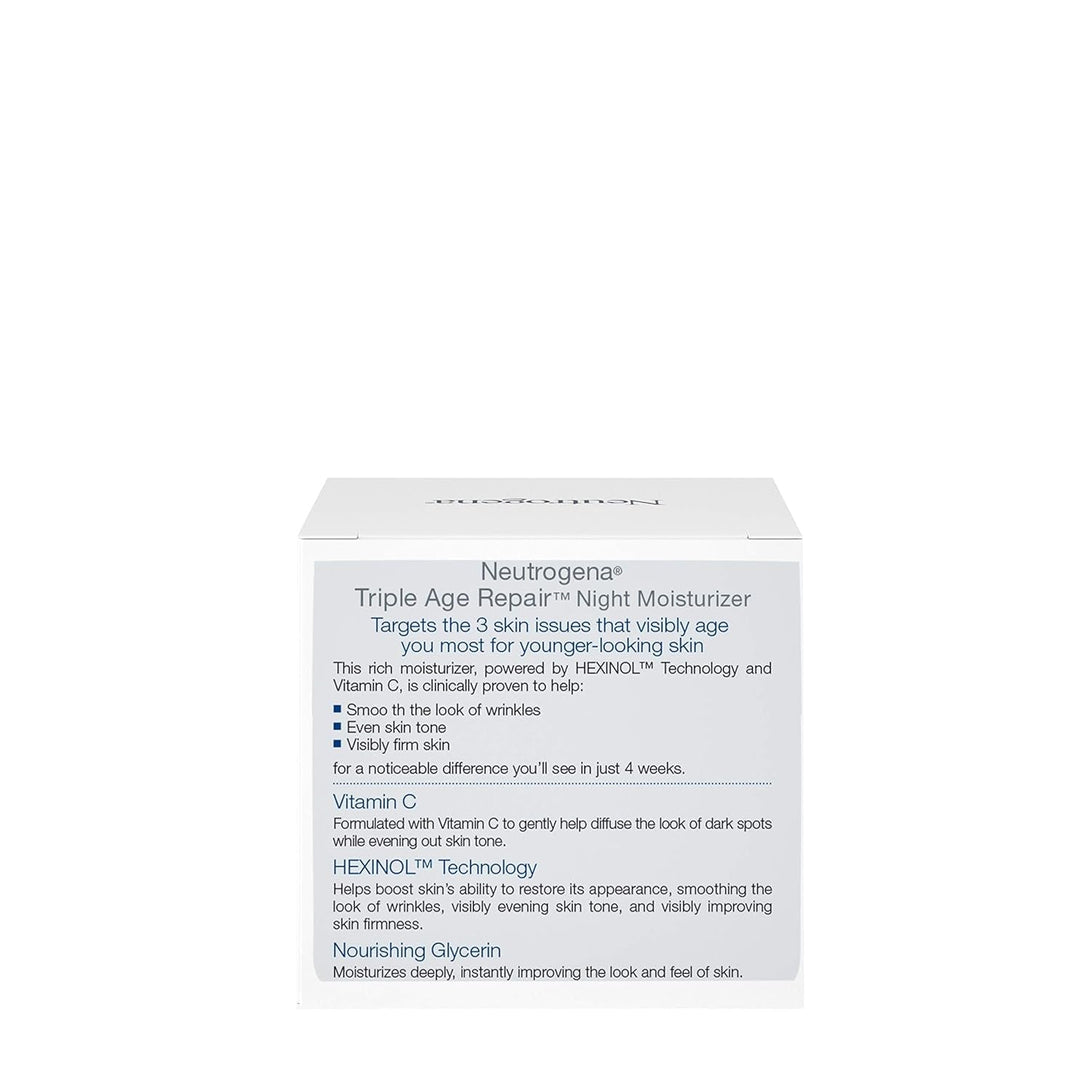 Neutrogena Triple Age Repair Anti-Aging Night Cream Facial Moisturizer, Tone-Evening Dark Spot Remover & Firming Anti-Wrinkle Nighttime Face & Neck Cream, Vitamin C & Glycerin, 1.7 Oz