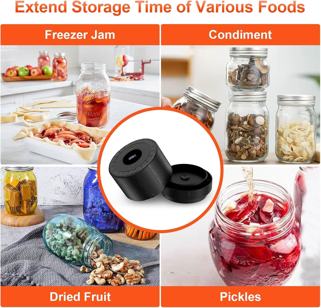 Mason Jar Vacuum Sealer - Electric Mason Jar Sealer Vacuum Sealing Kit, Vacuum Sealer for Mason Canning Jars with Can Opener, Regular and Wide Mouth Mason Jar Lids