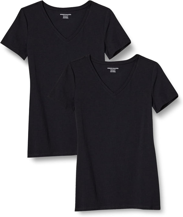 Amazon Essentials Women'S Classic-Fit Short-Sleeve V-Neck T-Shirt, Multipacks