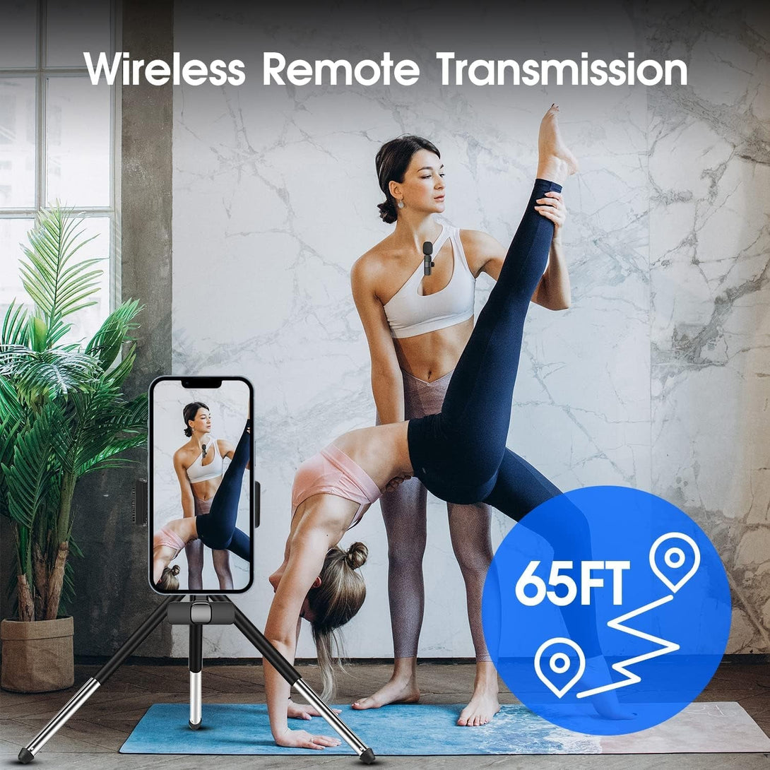 2 Pack Wireless Lavalier Microphone for Iphone Ipad, Lapel Mics Plug-Play 2.4G Ultra-Low Delay Built-In Noise Reduction Chip 8H Working Time for Video Recording Interview Podcast Vlog Youtube