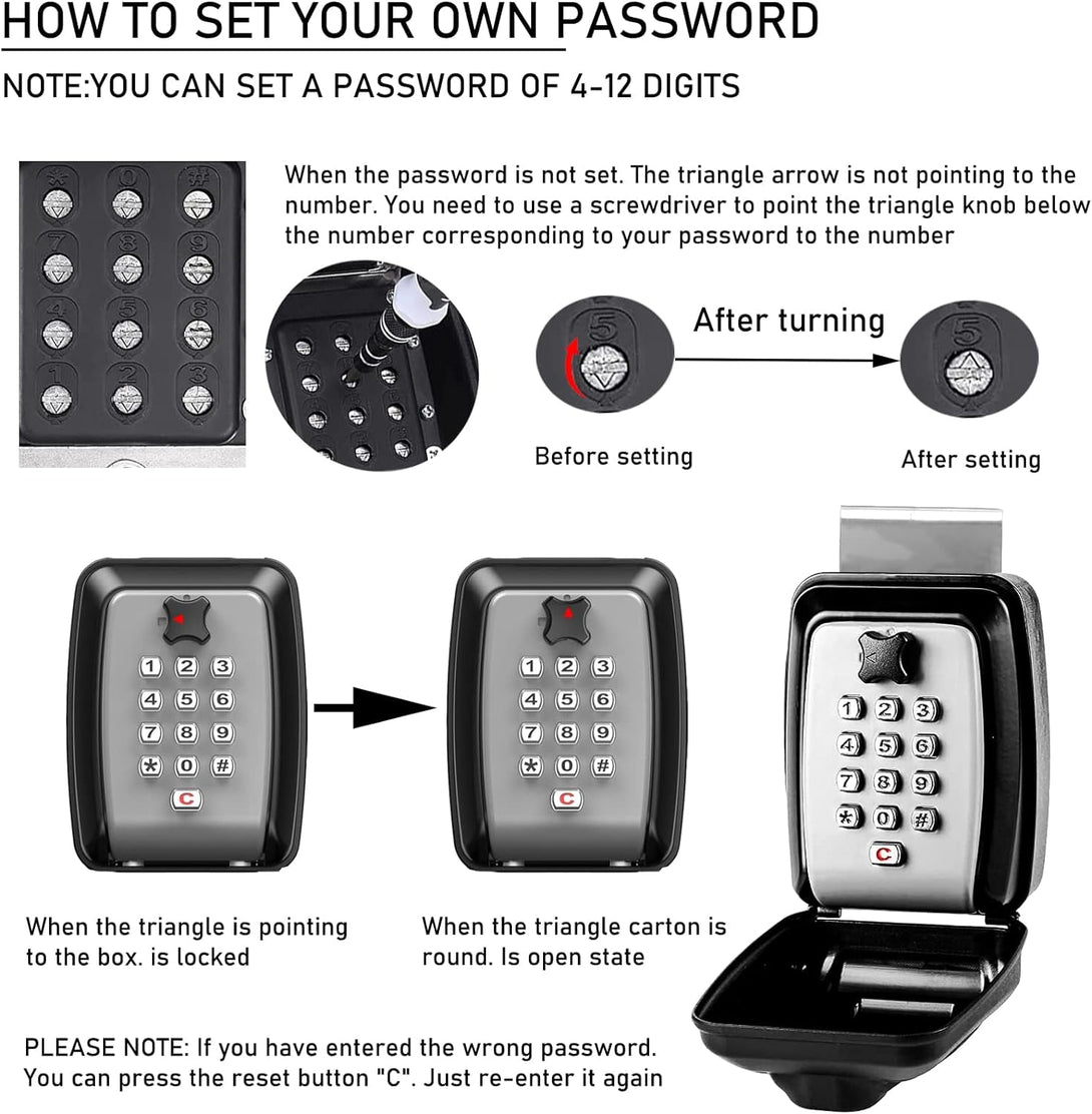 2025 Upgrade SL-591 Car Window Lock Box, Car Key Lock Box, Gray, Metal, Electronic Combination Lock, Fit for Turo, Getaround
