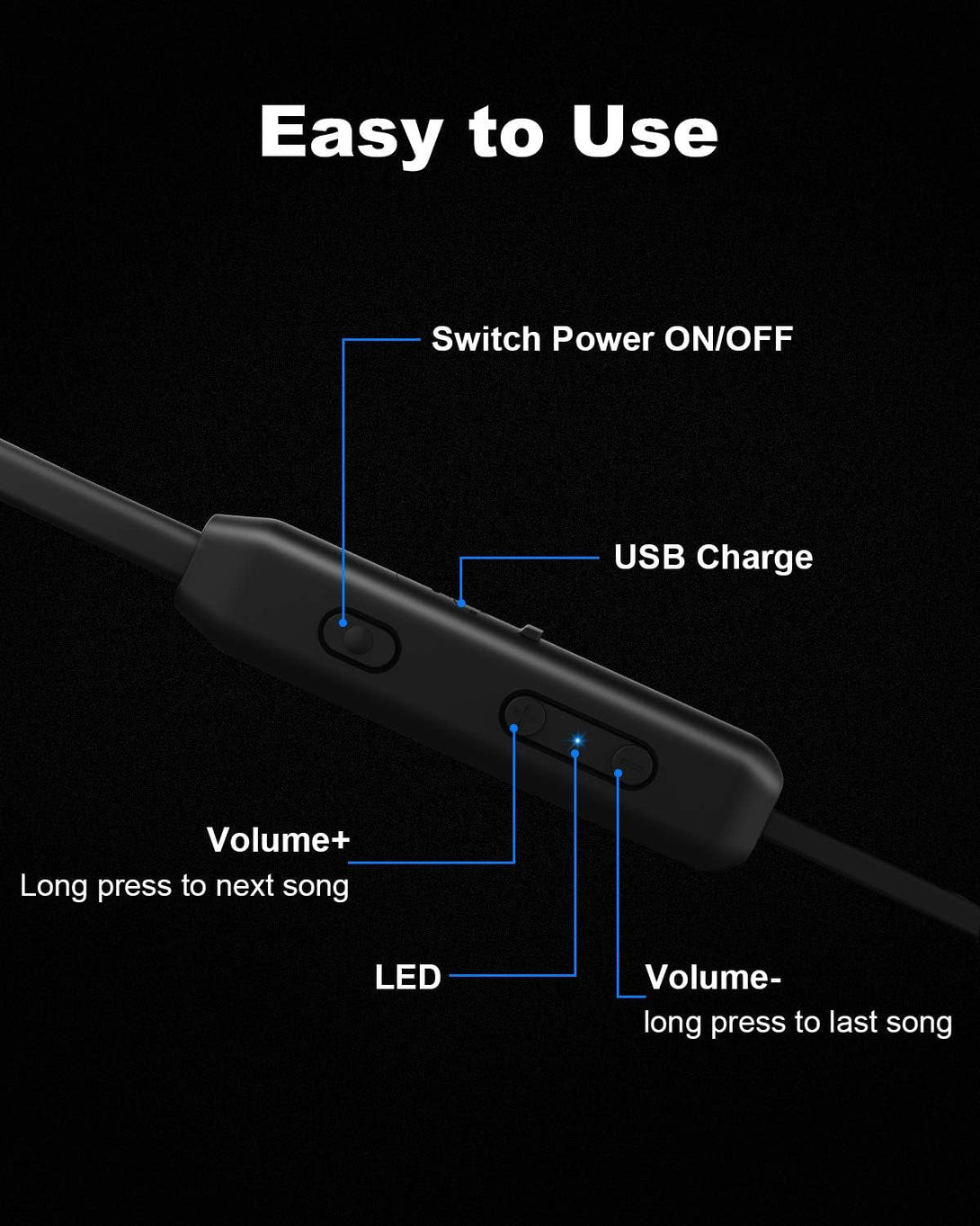 NANAMI Bluetooth Headphones Wireless Earbuds - Sports Magnetic Neckband Wireless Headsets, Hifi Stereo Deep Bass Updated Bluetooth 5.3 Earphones IPX7 Waterproof with Mic for Gym Running 24H Playtime