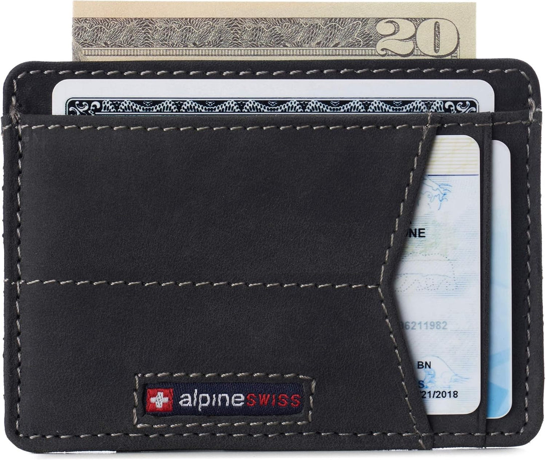 Alpine Swiss RFID Minimalist Oliver Front Pocket Wallet for Men Leather Comes in a Gift Box