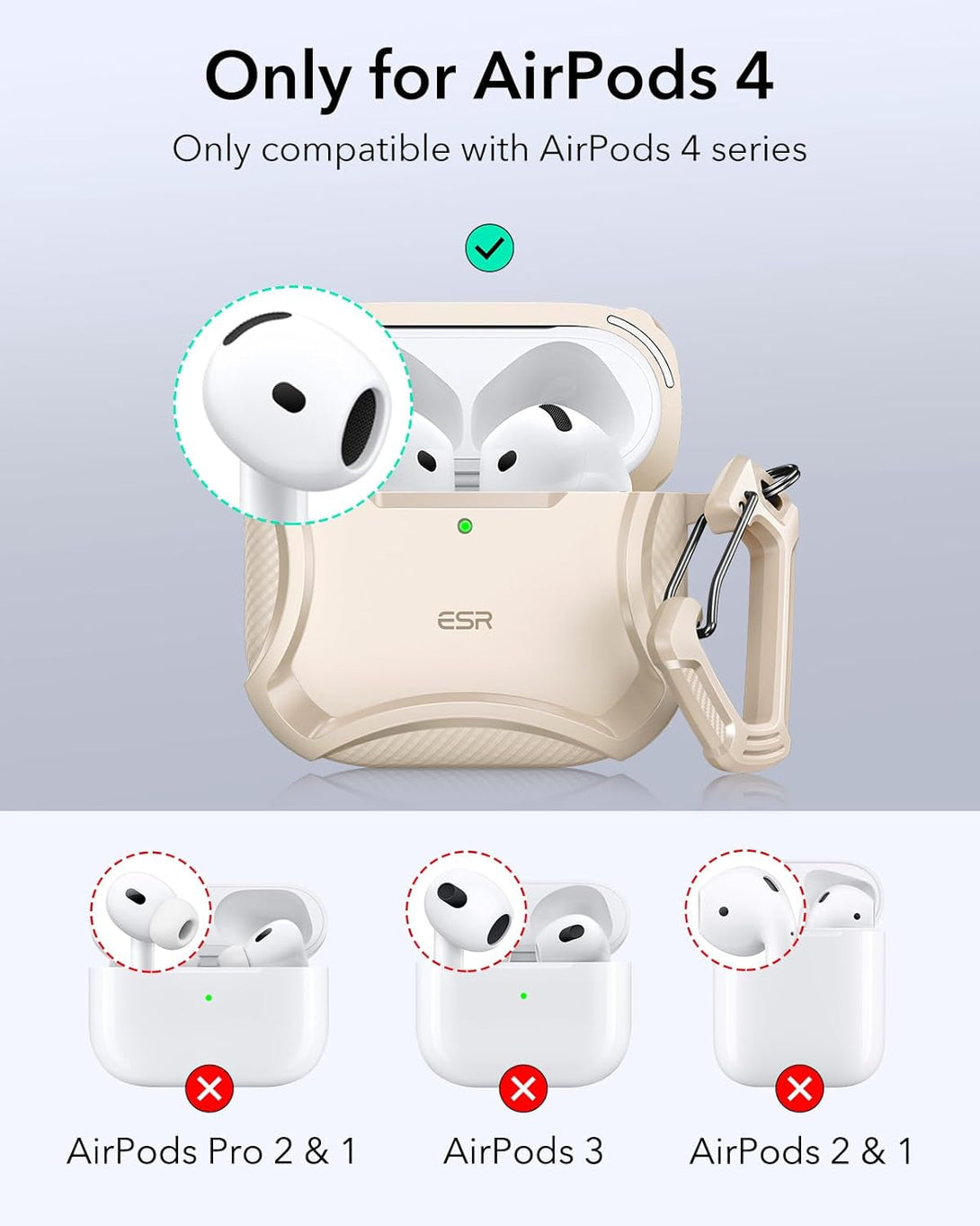 ESR for Airpods 4 Case (Halolock), Compatible with Airpods 4Th Generation Case (2024), Compatible with Magsafe, Powerful Drop Protection, Magnetic Lid, Cyber Series, Desert Titanium