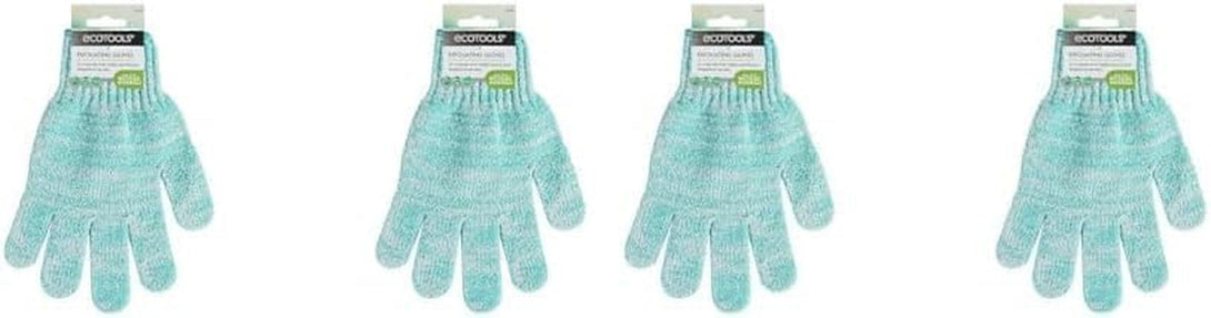 Ecotools Bath & Shower Gloves, Recycled Netting, Exfoliating, Gentle Cleansing for Whole Body, Fits All Hands, Green, 1 Pair