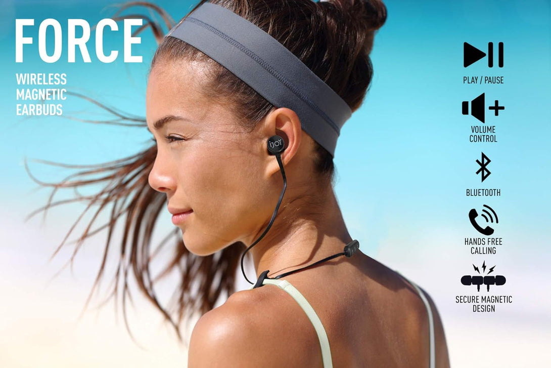 Ijoy Bluetooth Wireless Sport Earbuds IPX4 Sweatproof Sport Headphones with Microphone, Noise Cancelling Earphones, Noise Cancelling Headset for Workout, Running, Gym