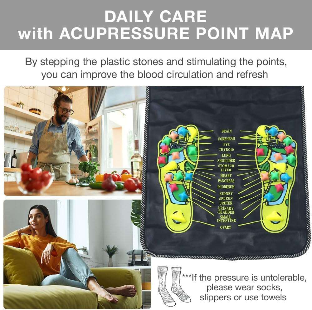 Long Foot Massage Mat 5.74Ft (68.9 X 13.78 Inches), Walk Stone Acupressure Pad for Feet, Acupoint Massager for Blood Circulation, Pain Relief, Health Care at Home
