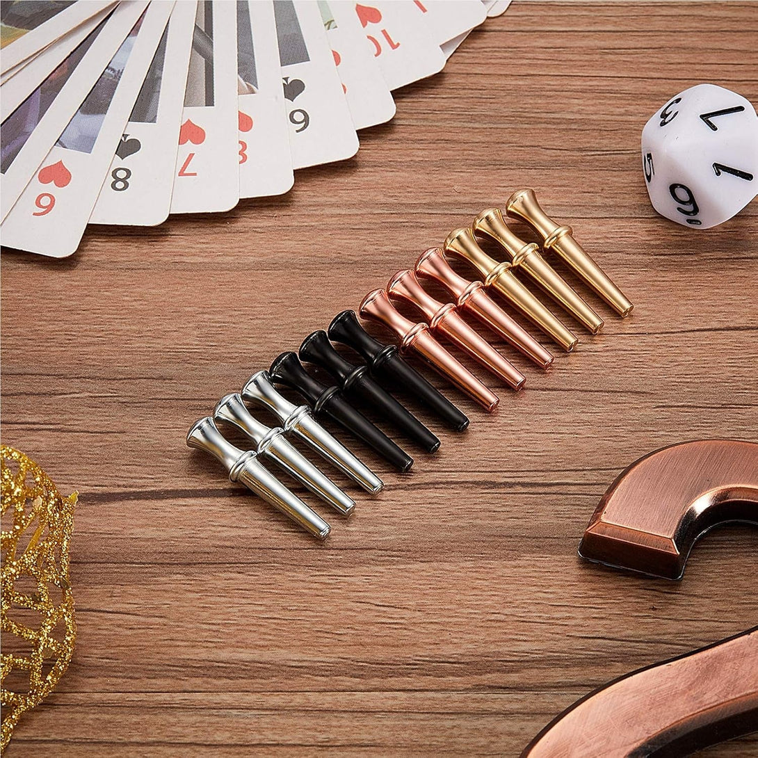 48 Pcs Metal Cribbage Pegs Cribbage Board Pegs Metal Nails Fit 1/8 Holes Toy Game Accessories with Drawstring Storage Pouch for Cribbage Traditional Board Game, 4 Colors