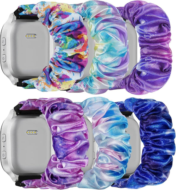 6 Pack Scrunchie Band Compatible with Cosmo Jrtrack 4/3/2 Se/2/Jrtrack & Gizmo Watch Adventrue 3 3 2 1/Gabb Watch 3E 3 2 1/Syncup Watch Band, 20Mm Cute Soft Stretchy Strap for Small Wrist