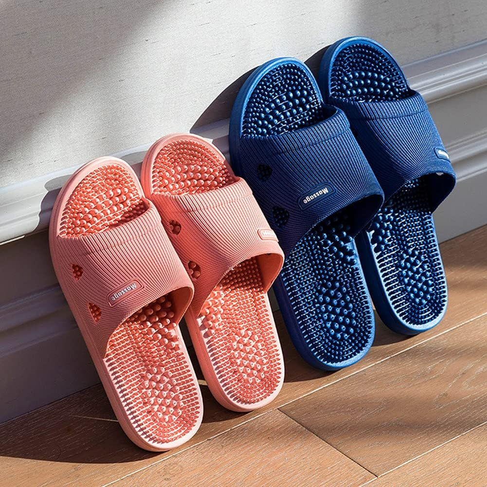 Acupressure Massage Slippers for Plantar Fasciitis for Women Acupuncture Slippers Arthritis Neuropathy Pain Relief Non-Slip Massage Sandals Women Stress Relief Gifts for Bath (Pink, Us Women 7.5-8)