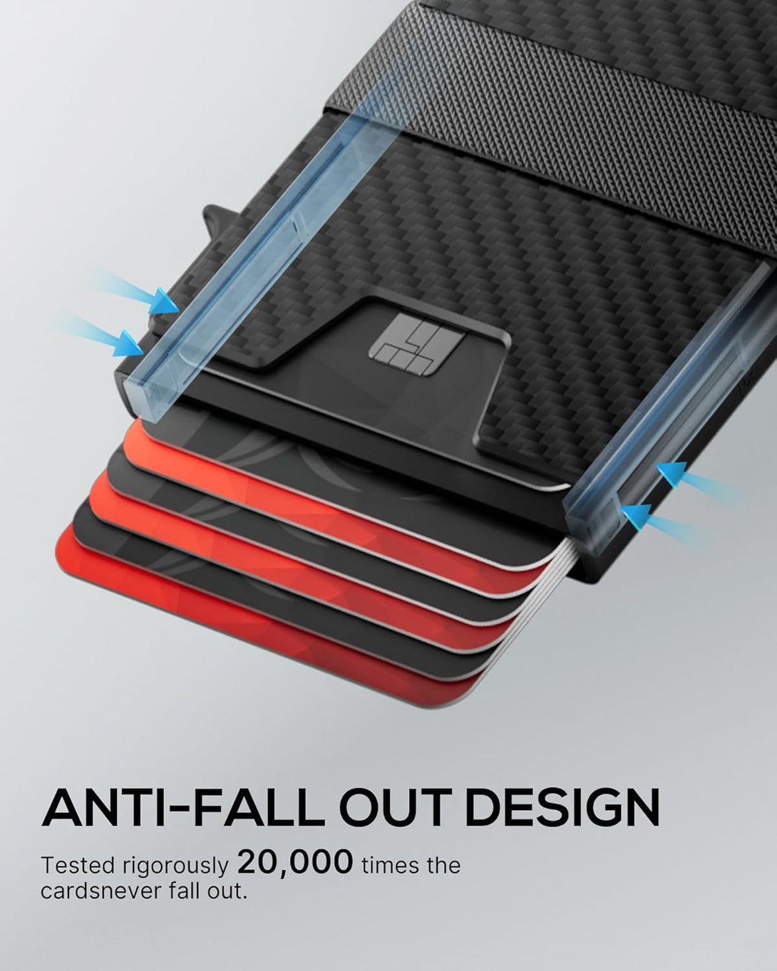 Mens Wallet Card Holder - Metal Pop up Card Case, Real Carbon Fiber, Smart, Minimalist, RFID Blocking, Slim, Thin, Front Pocket - Holds up to 12 Cards and 10 Bills