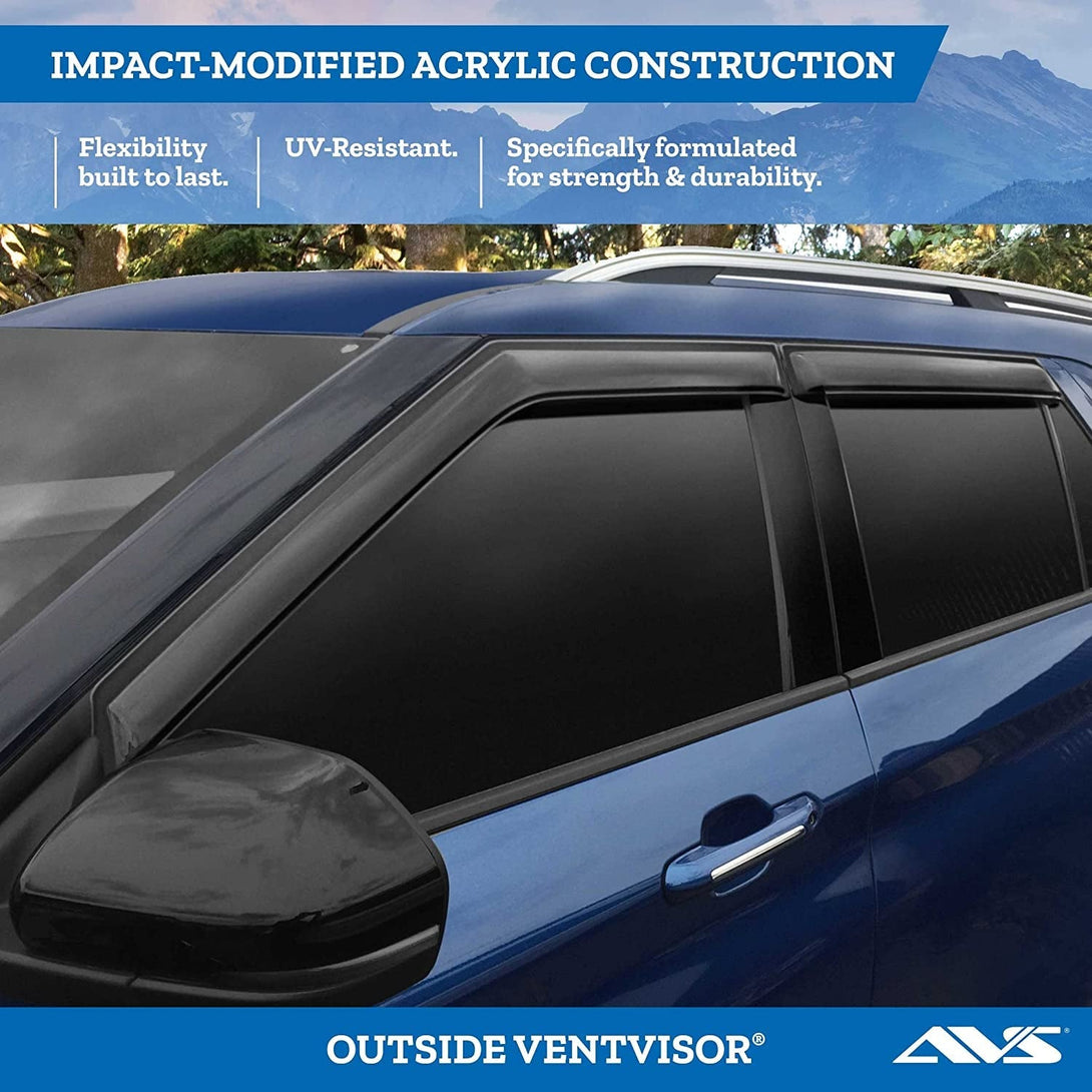 Auto Ventshade [AVS] outside Mount Rain Guards for 2010 - 2017 GMC Terrain | Window Vent Visors, 4 Pcs. - Smoke | 94167