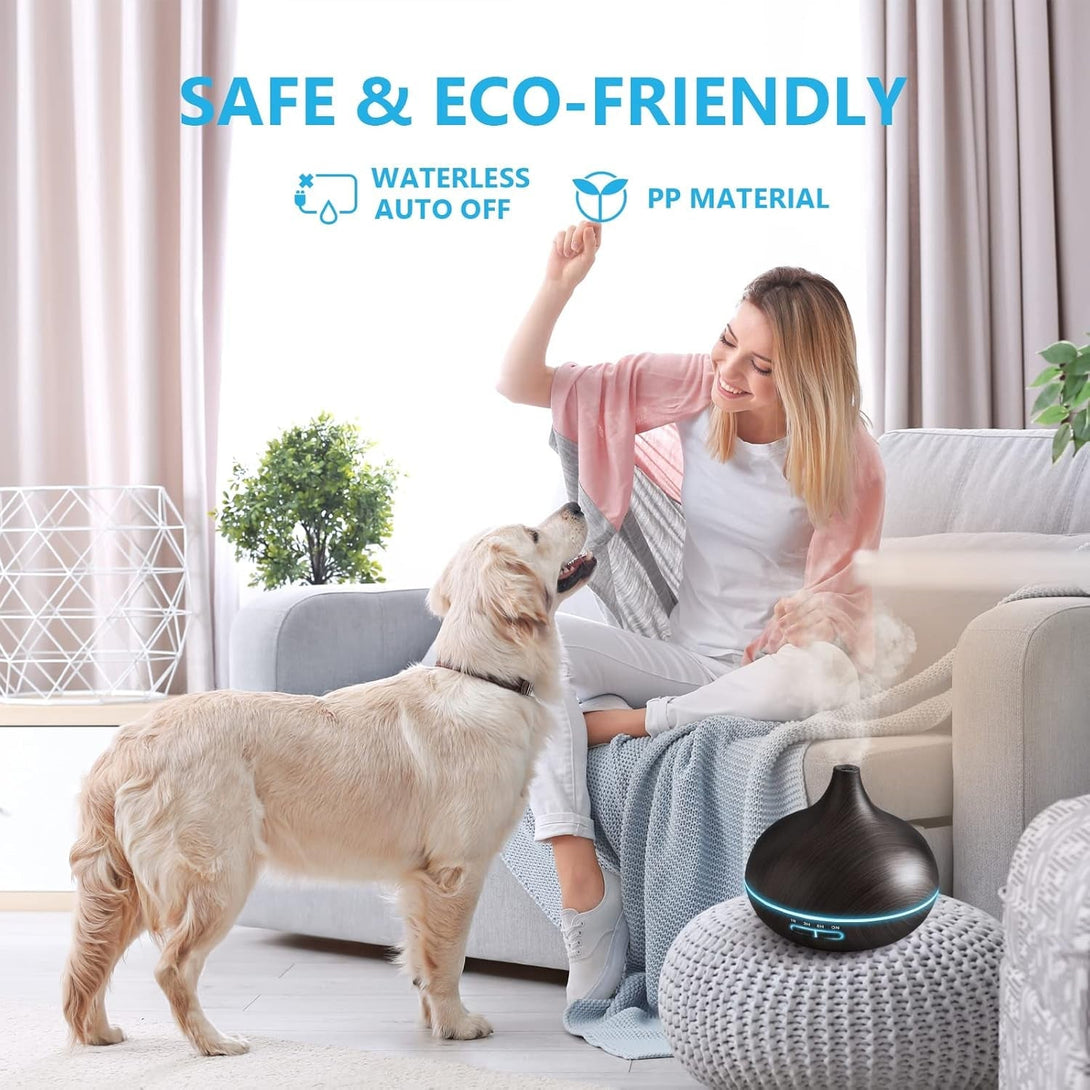 Aroma Diffiser with Essential Oils Set, 550 ML Essential Oil Diffuser with Remote, Ultrasonic Technology Aromatherapy Diffusers Auto Shut-Off for Office, Home