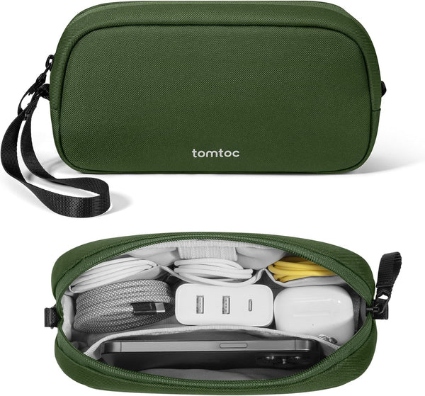 Tomtoc Electronics Organizer Travel Case, Water Resistant Travel Bag Cable Organizer for Essentials, Tech Pouch Accessories Carry Storage for Cord, Phone, Cables, Airpods, USB Flash Drive, Daily Items