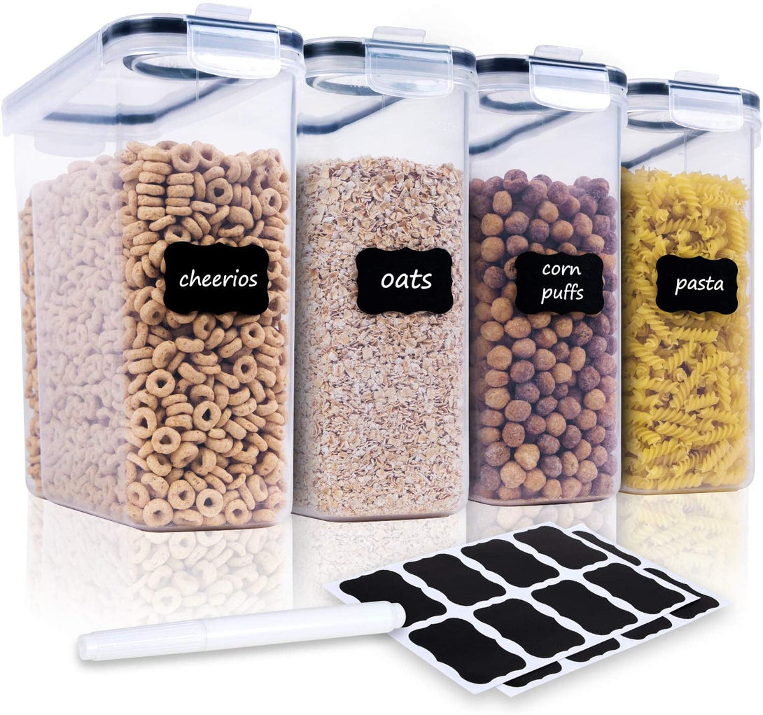 Cereal Containers Storage Set - 4 Piece Airtight Large Food Storage Containers(135.2Oz), BPA Free Dispenser Plastic Cereal Storage Containers