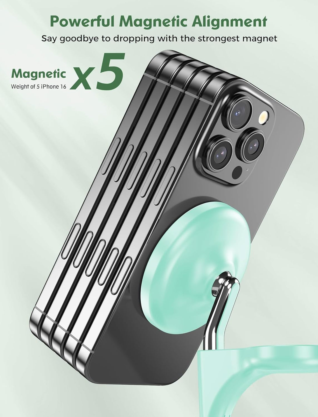 3 in 1 Wireless Charging Station for Multiple Devices Apple, 15W Fast Magnetic Mag-Safe Charger Stand for Iphone 16 15 14 13 12 Pro Max plus Mini Apple Watch Airpods Pro 4 3 2, Lightgreen