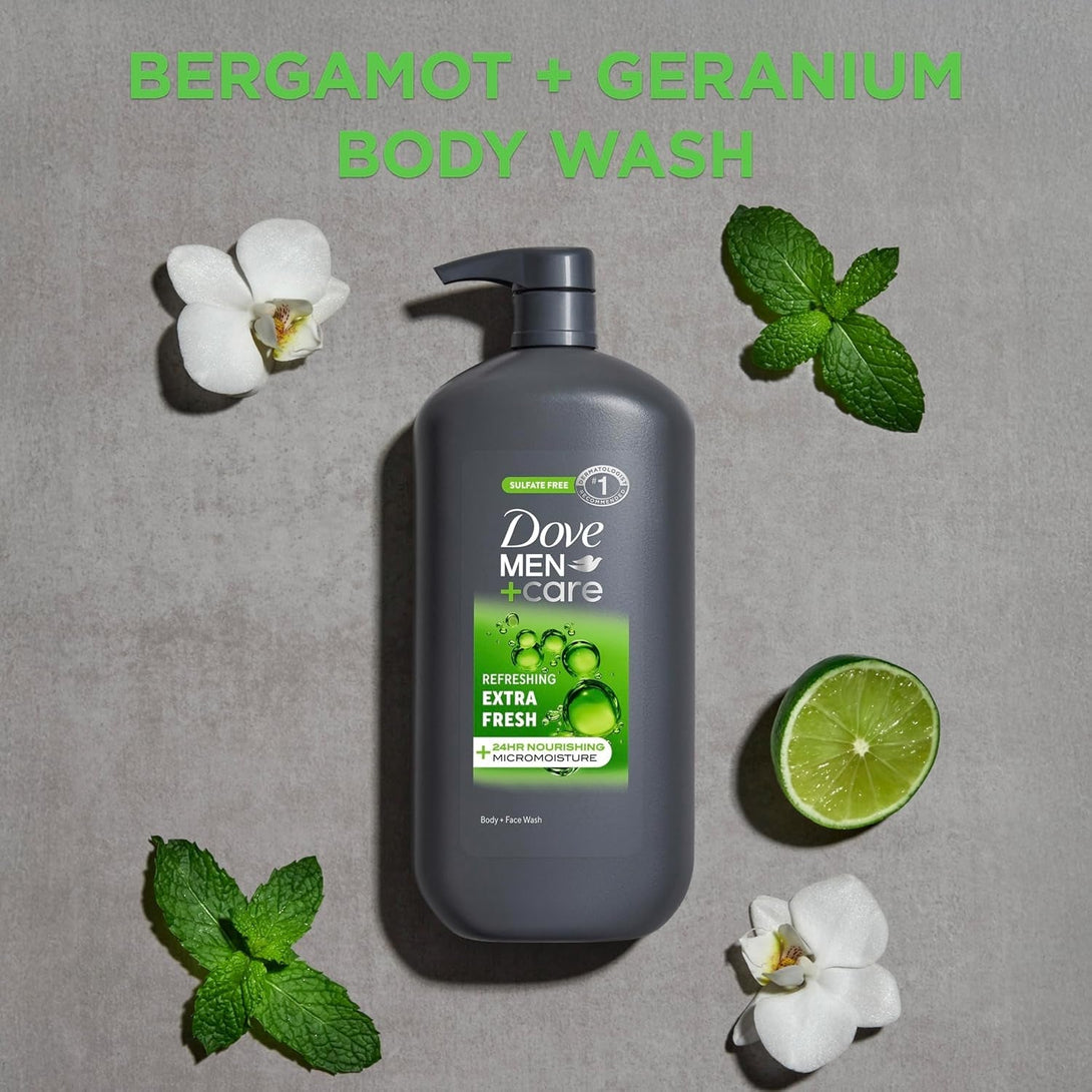 Dove Men+Care Body and Face Wash Refreshing Extra Fresh Men'S Body Wash with 24-Hour Nourishing Micromoisture Technology 30 Oz