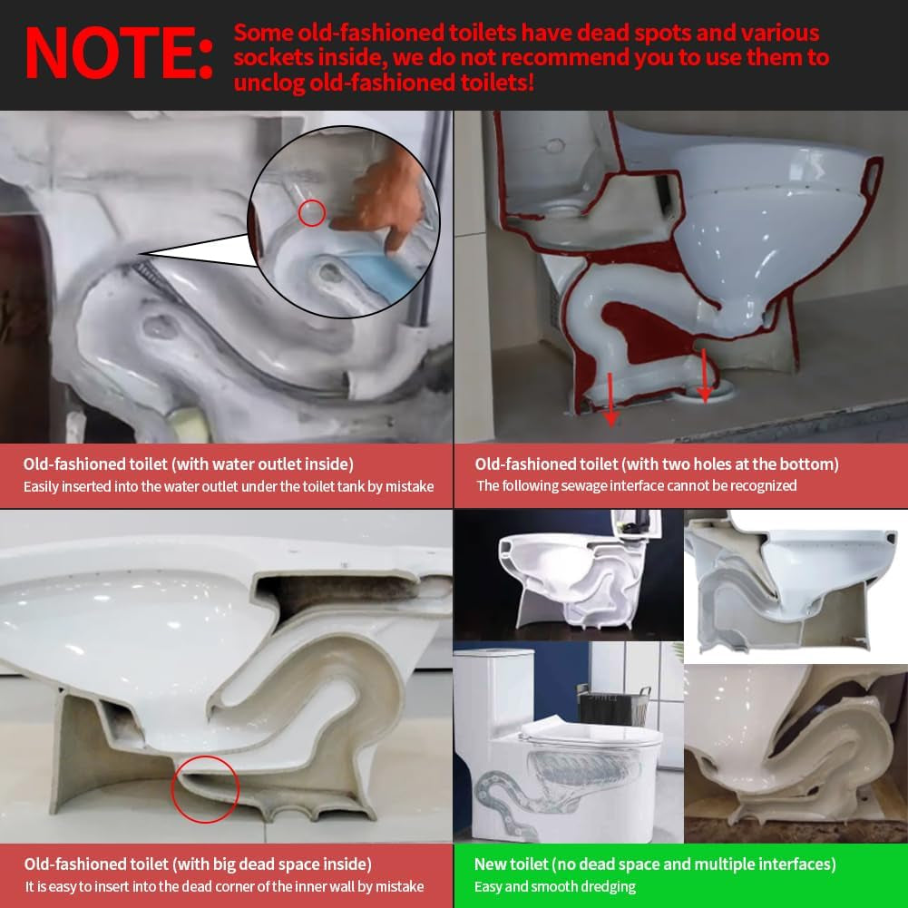 51 Inch Toilet Snake Drain Auger Cleaner Tool, Upgraded Grabber Unclogger Tool, Toilet Auger Grabber, Stainless Steel Telescoping Rod for Pick/Grab Objects Clogged in Toilet Pipes/Drain