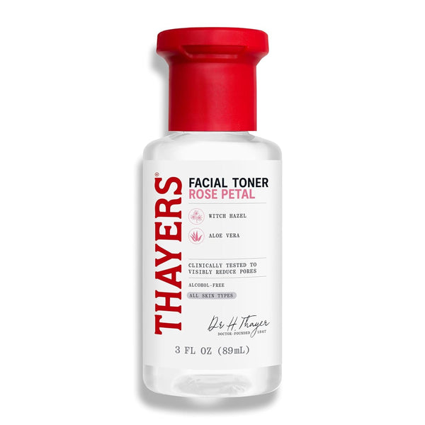 THAYERS Alcohol-Free Rose Petal Witch Hazel Facial Toner for Glowing Skin, Soothing, Hydrating, Refreshing Toner for Normal and Combination Skin, 3Oz