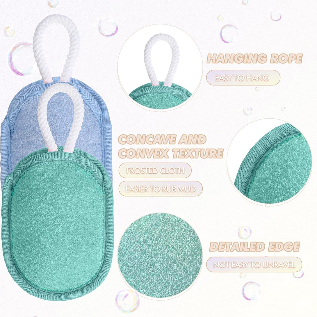 Sunnyray Bath Body Exfoliating Soap Saver, Exfoliator Scrubber Pouch 4 Colors, Bath Loofah Sponge Body Scrubber Shower Sponge Exfoliating Mesh Pouf for Women and Men Bathing Accessories