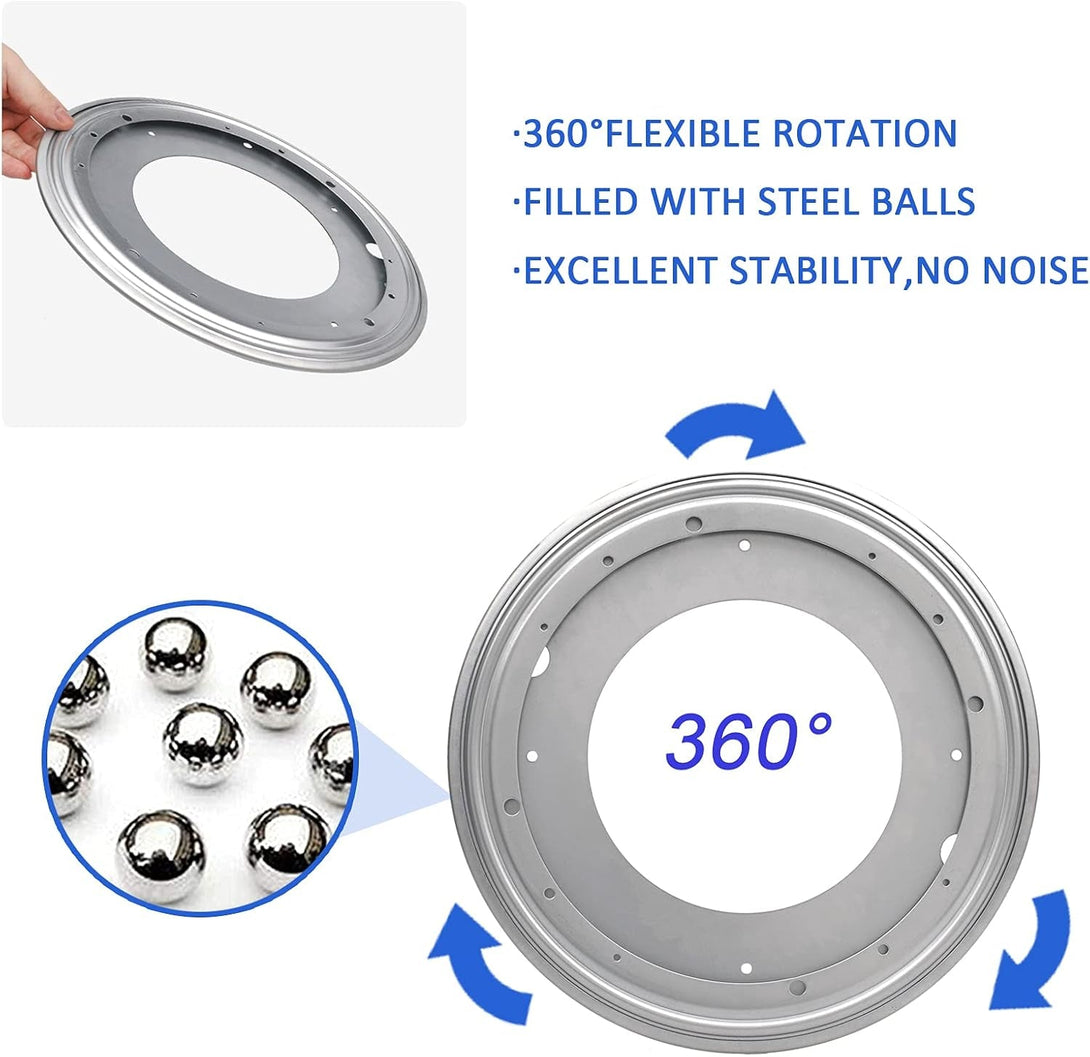 12-Inch Heavy Duty Lazy Susan Hardware, 6.3/16'' Thick Rotating Bearing Plate with 1000Lbs Capacity, Lazy Susan Turntable Bearing for 360 Degree Rotating Table, Serving Tray
