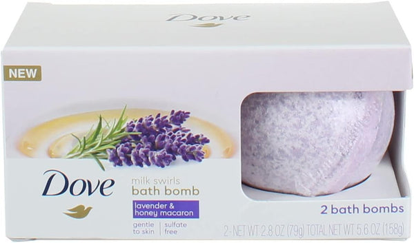 Dove Bath Bomb Milk Swirls Lavender & Honey Macaroon, 2 Pieces, Total Weight 5.6 Oz