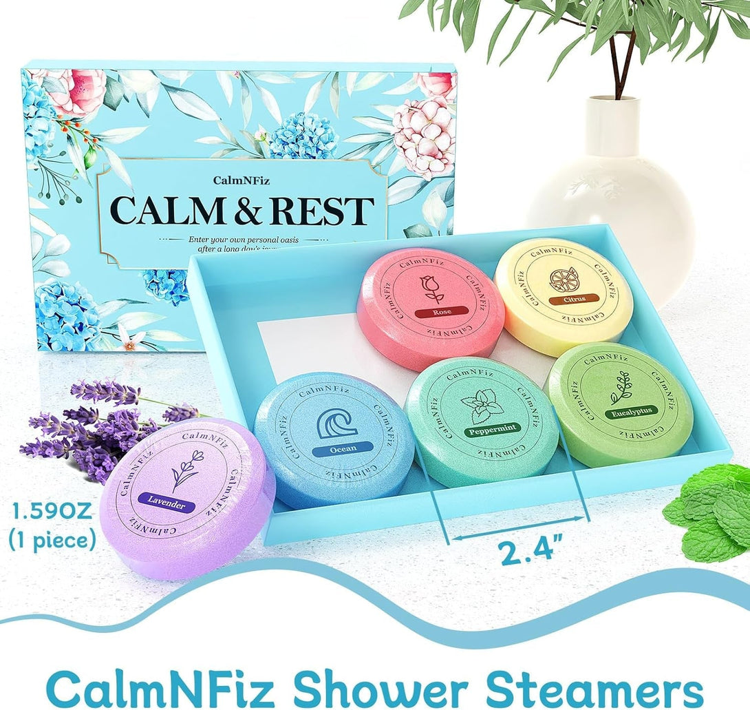 6 Pack Shower Steamers, Bath Bombs with Individually Wrapped, Variety Shower Tablets for Her, Birthday Presents for Men and Women Who Have Everything(6 Scents)