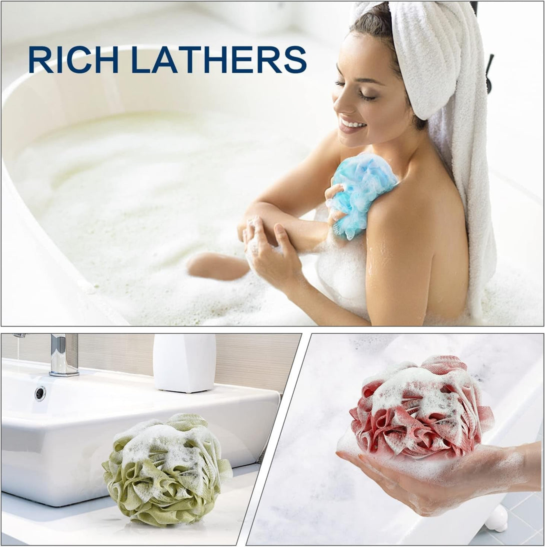 Yoget 4 Pack Bath Loofah Sponge, 4 Color 60G Bath Sponge,Exfoliate, Cleanse, Soothe Skin