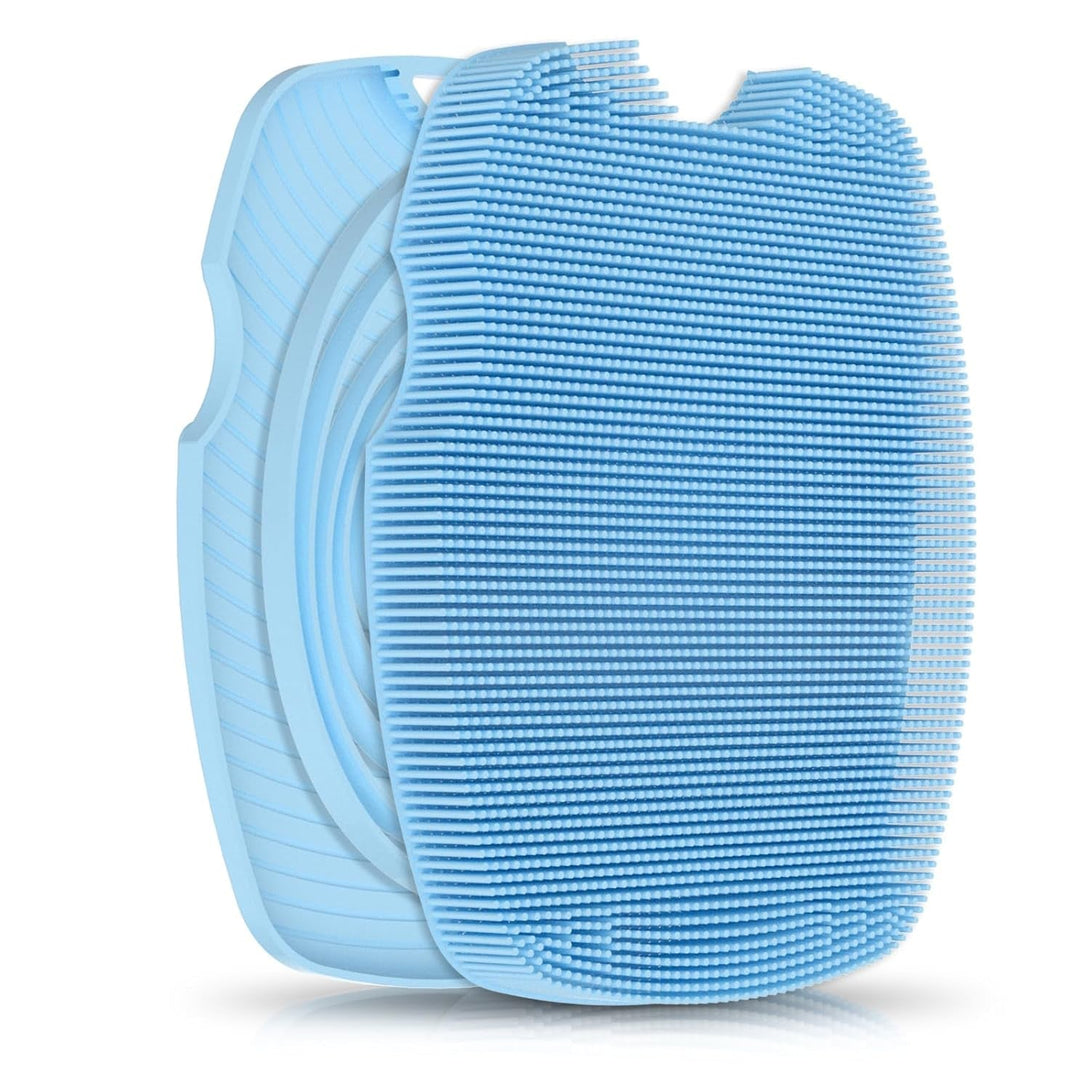 Silicone Body Scrubber - Zinc Infused - Highly Elastic Bristles - Exfoliating Body Scrubber for Cellulite Reduction,Blood Circulation,Massage for Flawless Skin - Azure