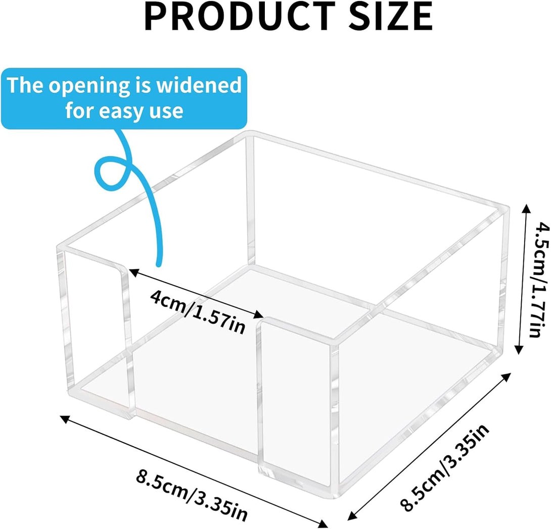 Acrylic Sticky Note Holder - 3 X 3 Inch Post It Note Holder, Crystal Clear Sticky Note Dispenser for Dorm Room Home and Office Acrylic Desk Organizer