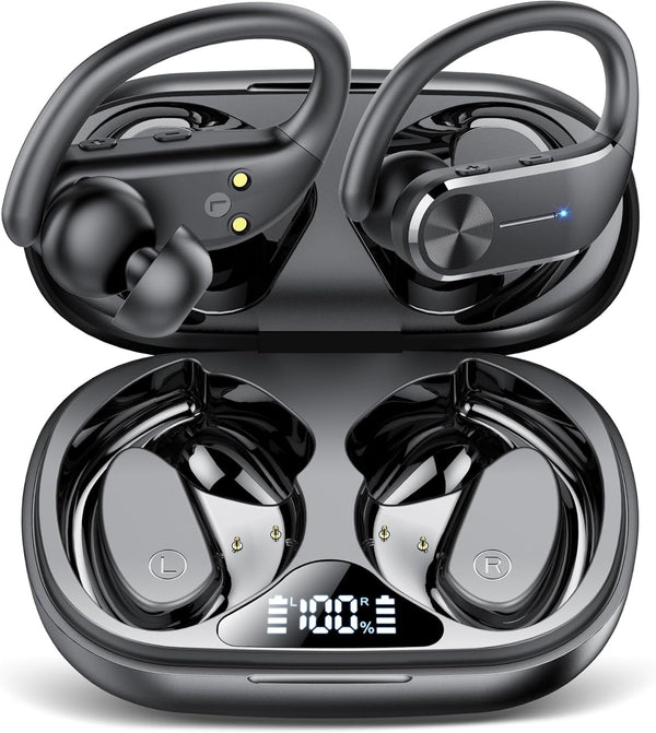 Ear Buds Wireless Earbuds Bluetooth 5.3 Hifi Stereo Running Headphones 68Hrs Playtime over Ear Headphones with Earhooks for Sport, LED Digital Display IPX7 Waterproof Usb C for Running/Workout