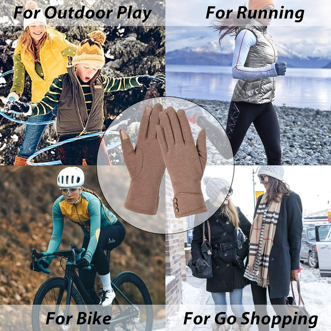 Dimore 3 Pairs Winter Gloves for Women Cold Weather Girls with Touch Screen Fingers Warm Thick Texting Bulk Wholesale