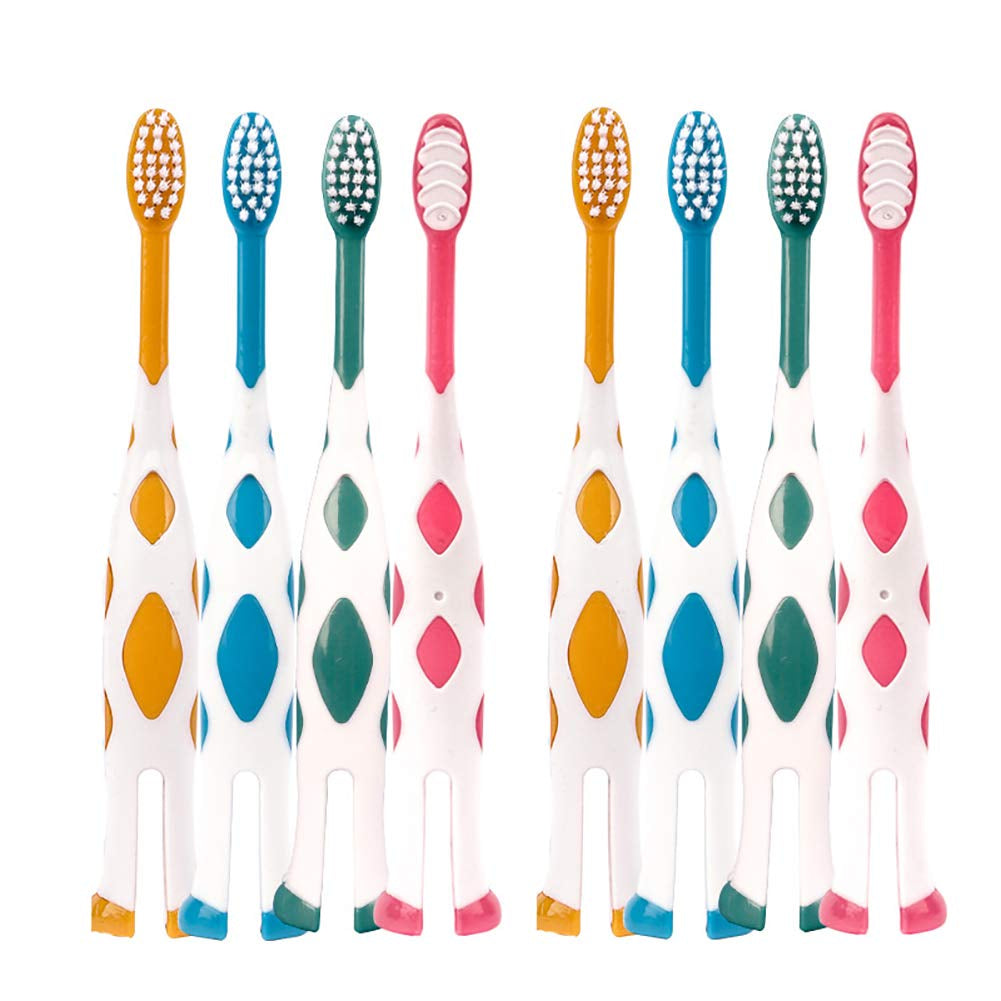 8 Packs Kids Toothbrushes, Extra Soft Lovely Little Deer Toothbrush for Kids 2-8 Years (Pink&Orange&Blue&Green)