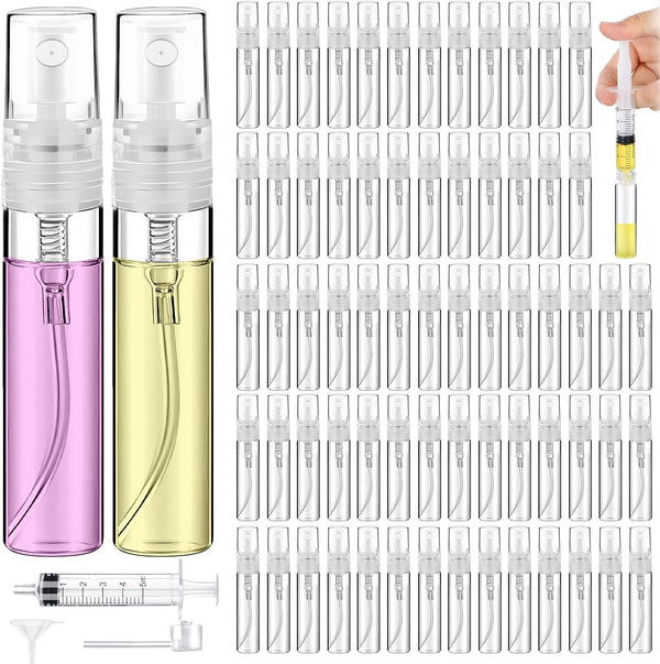 60PCS 5Ml Mini Spray Bottle, Portable Clear Plastic Spray Bottle, Empty Fine Mist Refillable Perfume Atomizer, Small Sample Containers for Cleaning, Travel, Essential Oils