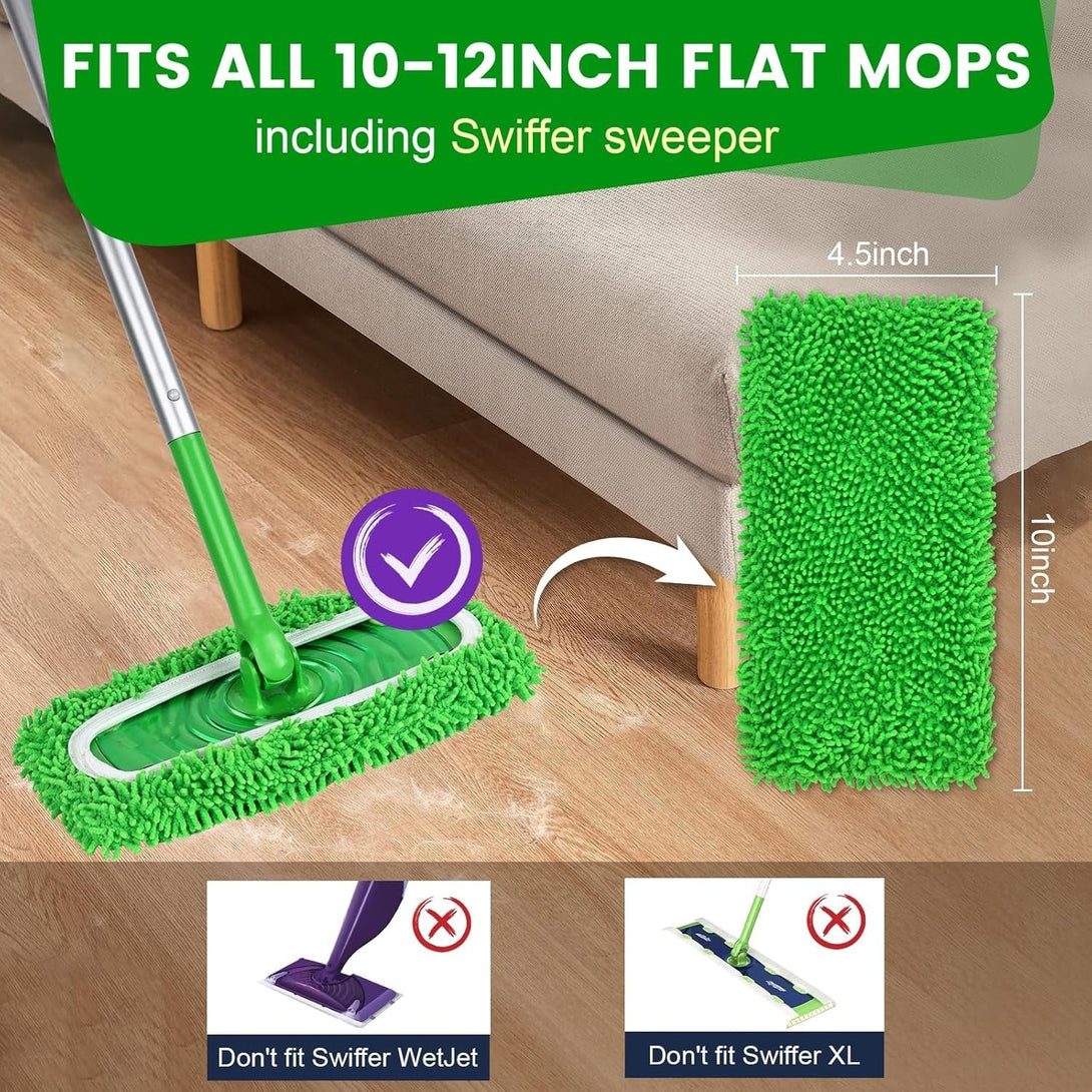 6Pcs Reusable Microfiber Mop Pads Compatible with Swiffer Sweeper Mop, Replacement Wet Mopping Pad Refills & Washable Dry Sweeping Cloths for Surface/Hardwood Floor Cleaning