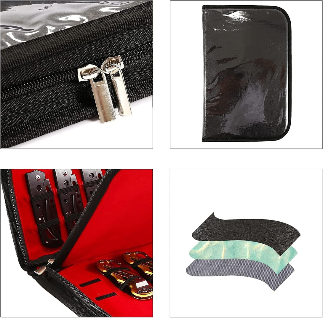 HERSENT Pocket Knife Storage Case,Folding Knife Pouch Carrier Holder,40 Slots Small Knife Carrying Cases,Versatile Knife Collection for Survival,Tactical,Outdoor,Edc Mini Knife