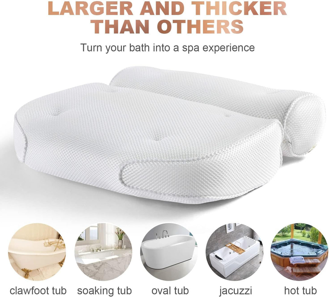Bath Pillow for Tub, Luxury Bathtub Pillow Back Neck Support Pillow, Relaxing Spa Headrest Cushion for Women Adults Gifts, Must Have Comfort Bathtub Accessories