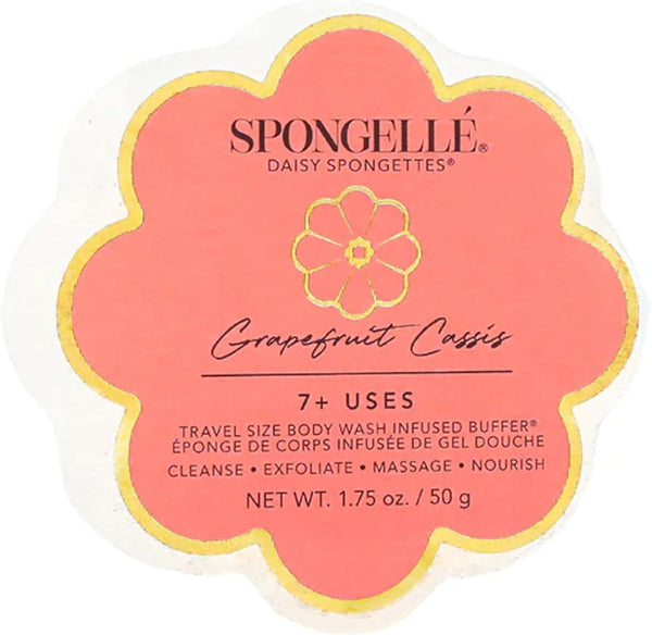 Spongelle Grapefruit Cassis Spongette Loofah Body Scrubber | Bath & Shower Loofah for Women | Body Scrubber Exfoliator with Body Wash Infused Sponge | 5+ Uses | Zesty Grapefruit, Cassis & Vanilla