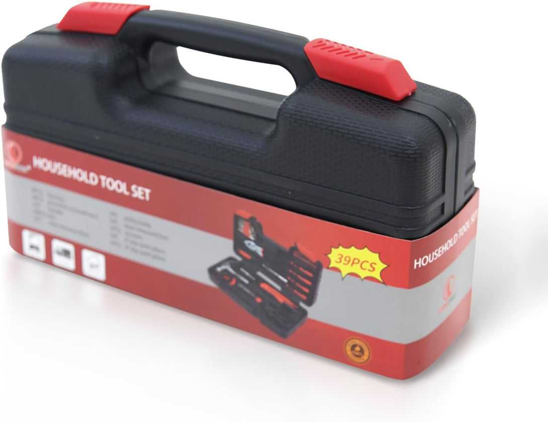 39-Piece Household Tools Kit Essential Home Repair Set with Plastic Toolbox Ideal for College Students, Home Use & More